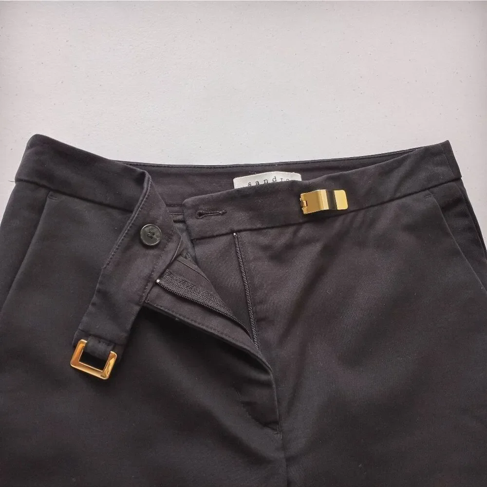 Sandro Paris Women’s Tailored Dress Black  Pants EU 34 US 2 Cotton - Picture 7 of 16